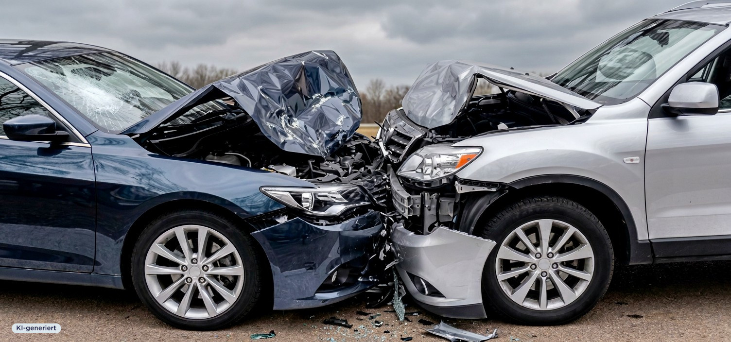Unverschuldeten Unfall gehabt? Autoexperte24 hilft sofort! GenKI-Bild mit einem Autounfall
